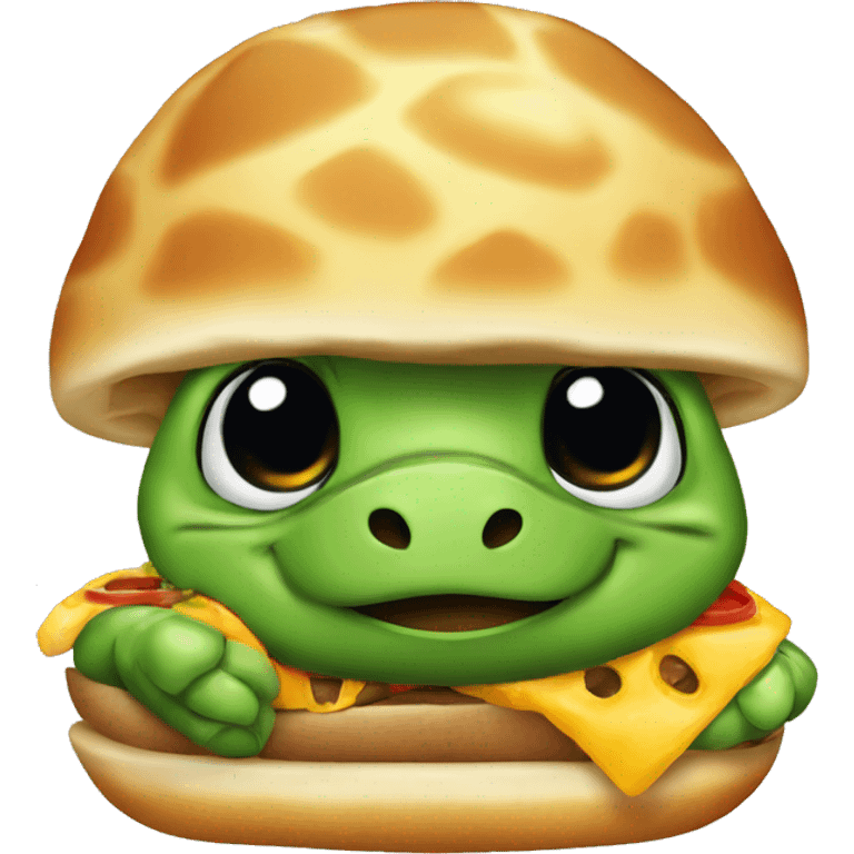 A turtle eating a hamburger  emoji