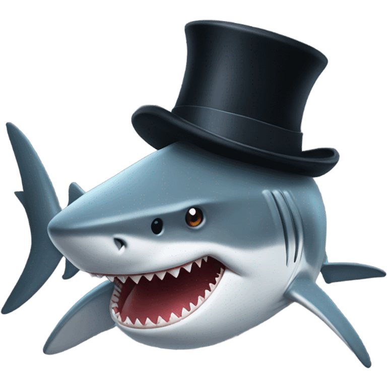 Shark with a top hat emoji