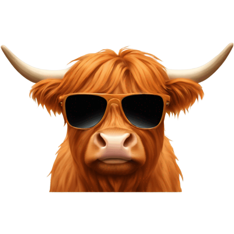 A ginger highland cow with sunglasses  emoji