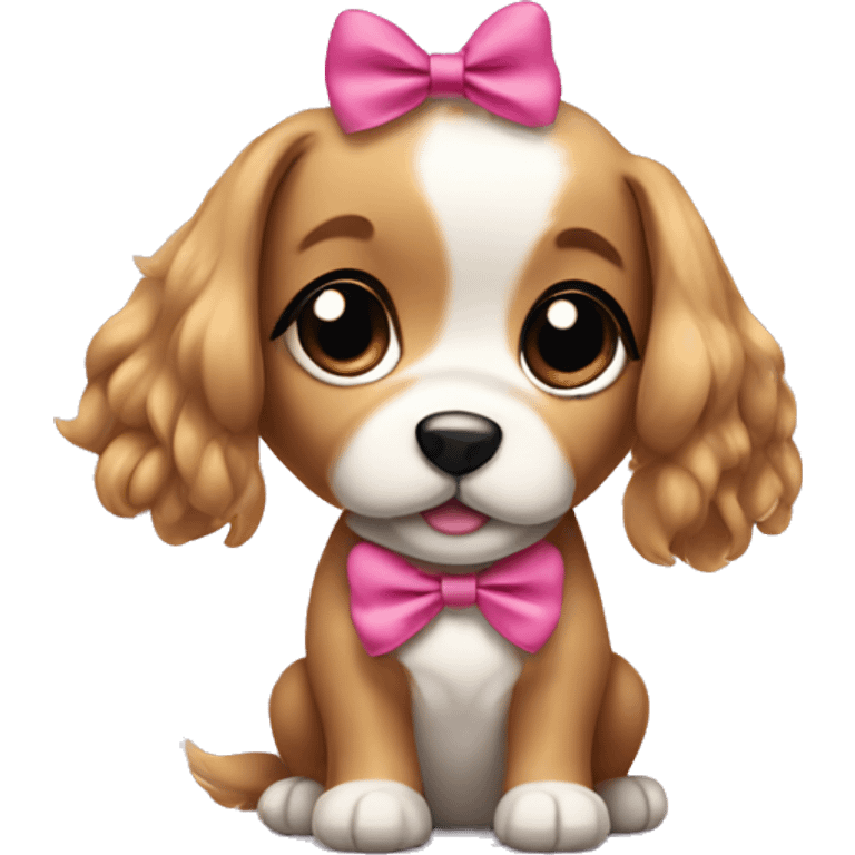 a cute puppy with hair bows  emoji