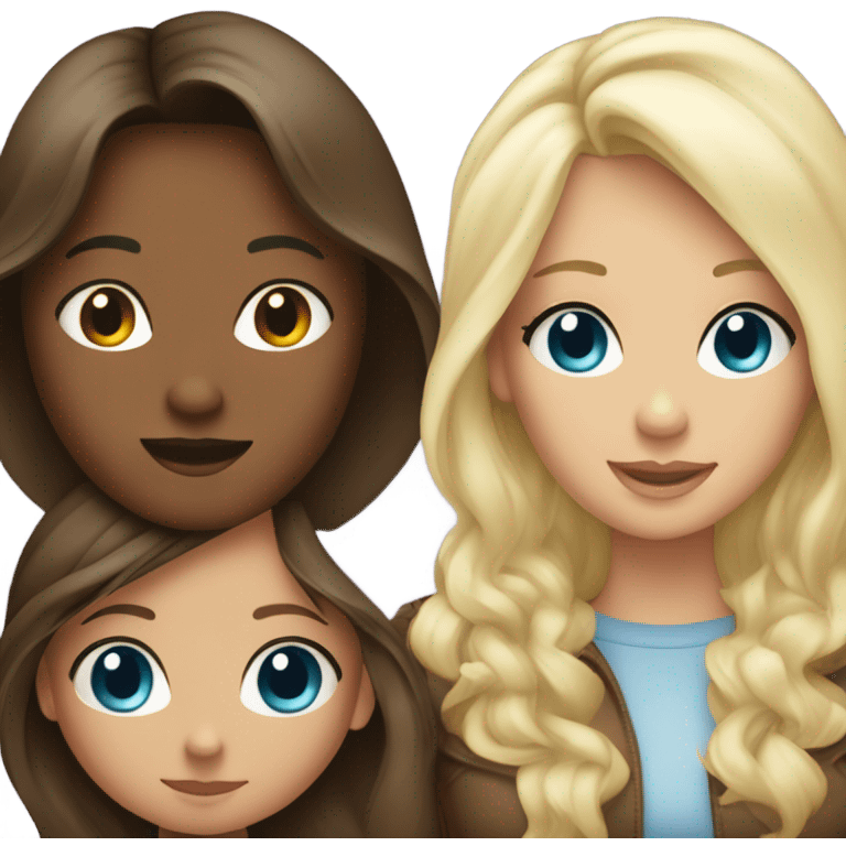 Family of four brunettes one blonde daughter emoji