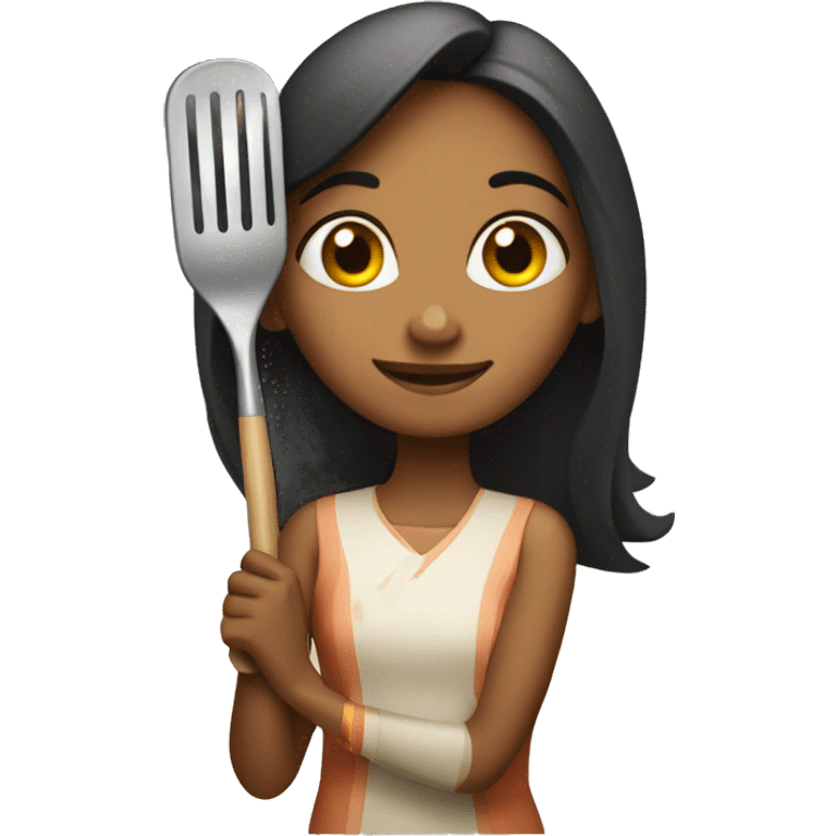 Indian girl holding a spatula emoji