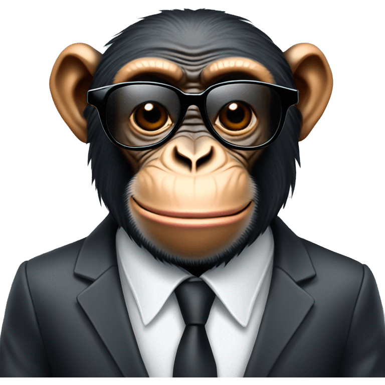 Cartoon Chimpanzee wearing sunglasses and a suit and tie emoji