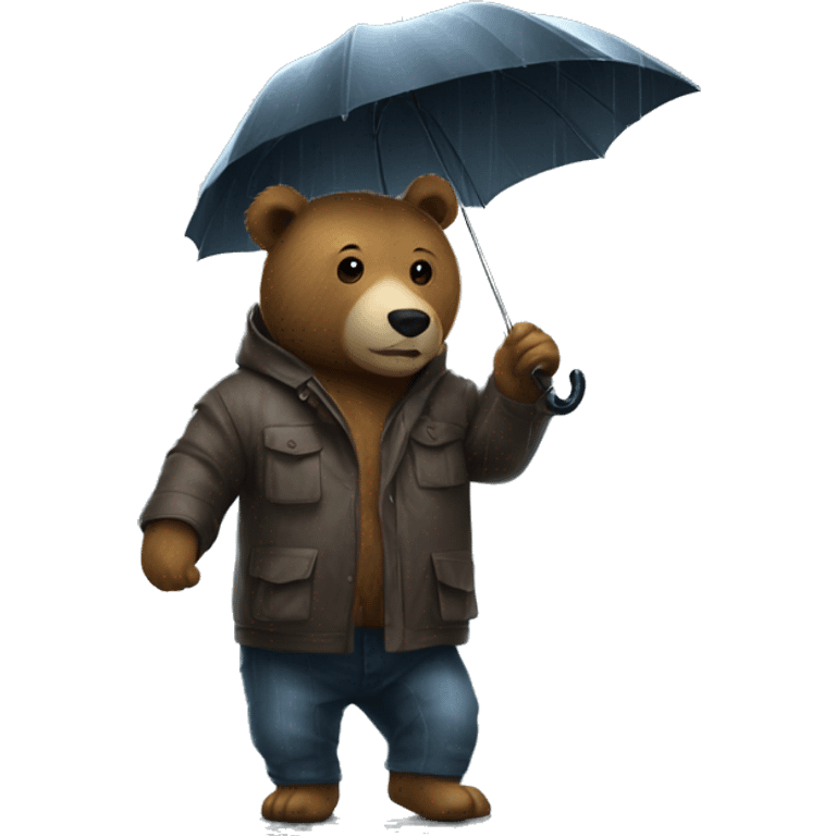 the bear emoji🧸 in the rain witik an umbrella  emoji