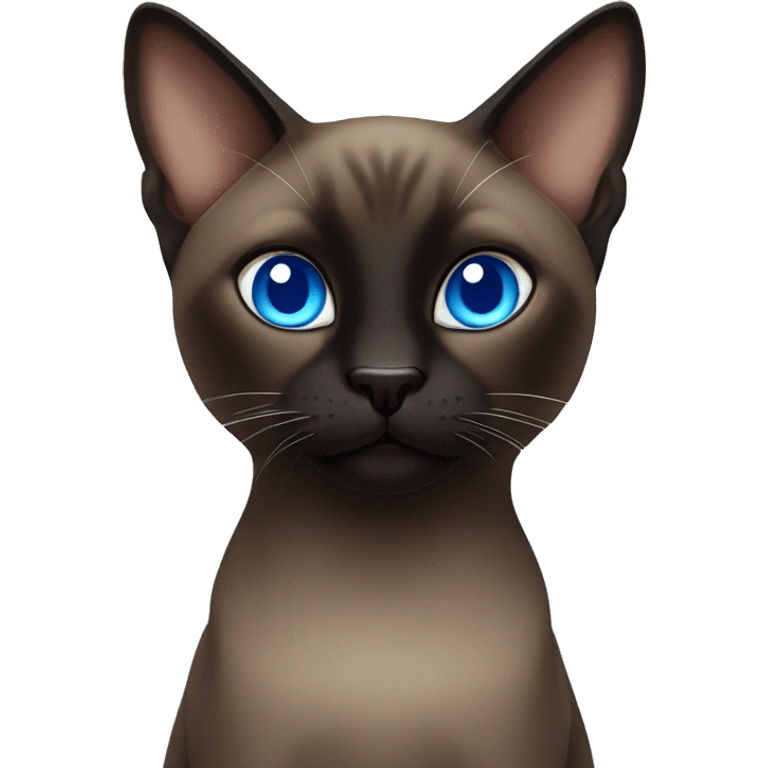 Dark brown and black Siamese cat with blue eyes emoji