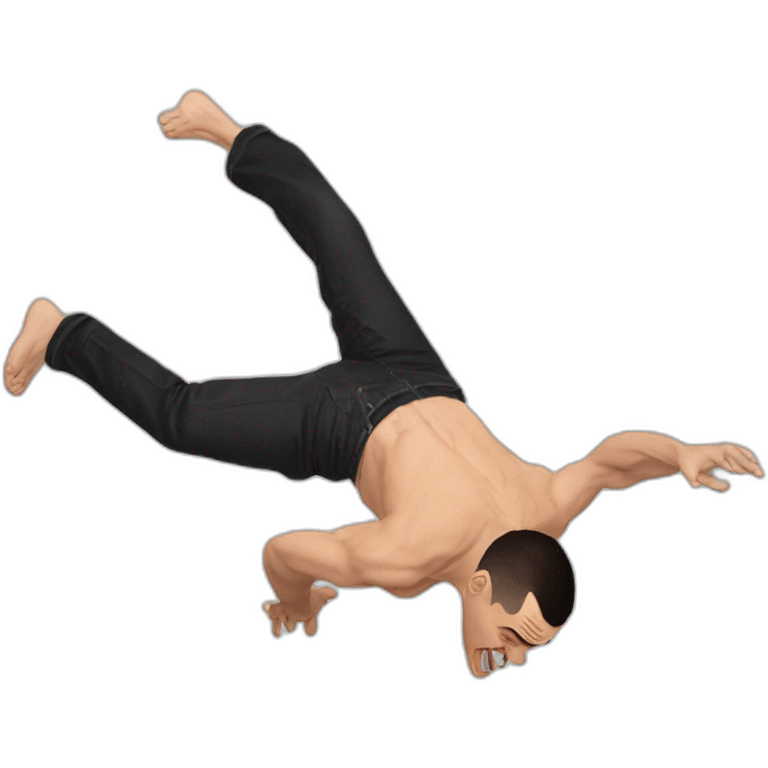 Steve-O doing a backflip over a baby emoji