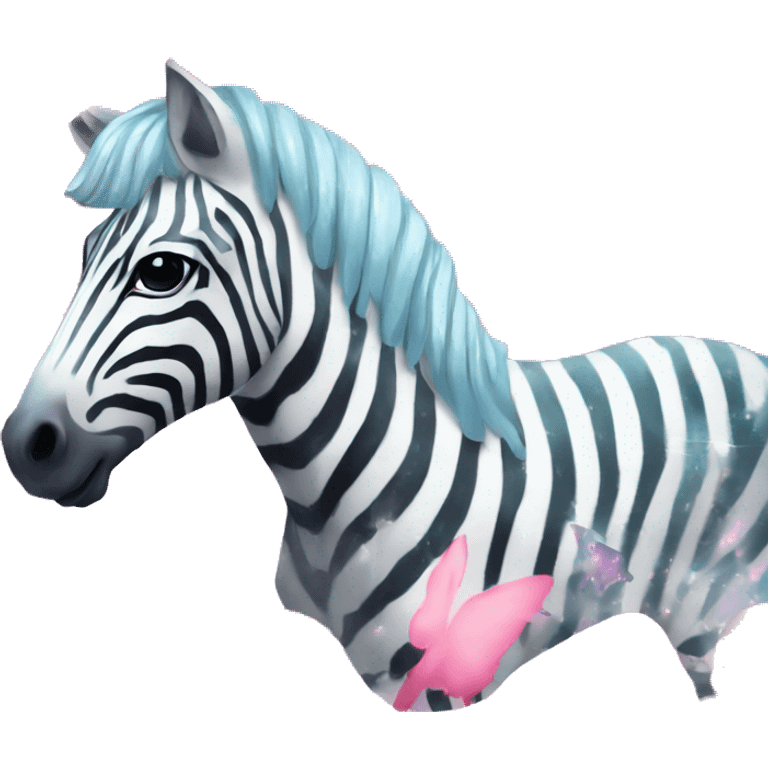 Zebra sparkling nebula unicorn Pegasus collage roses emoji