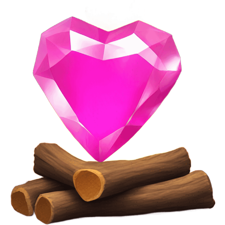 Pink Crystal heart in fireplace  emoji