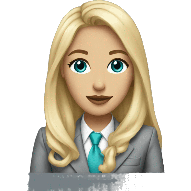 Blonde long hair Tiffany diamond seller in a grey suit emoji