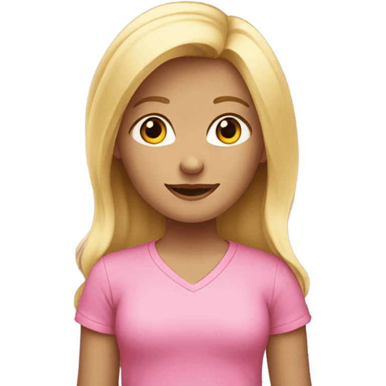 cute little blonde girl in a pink shirt emoji