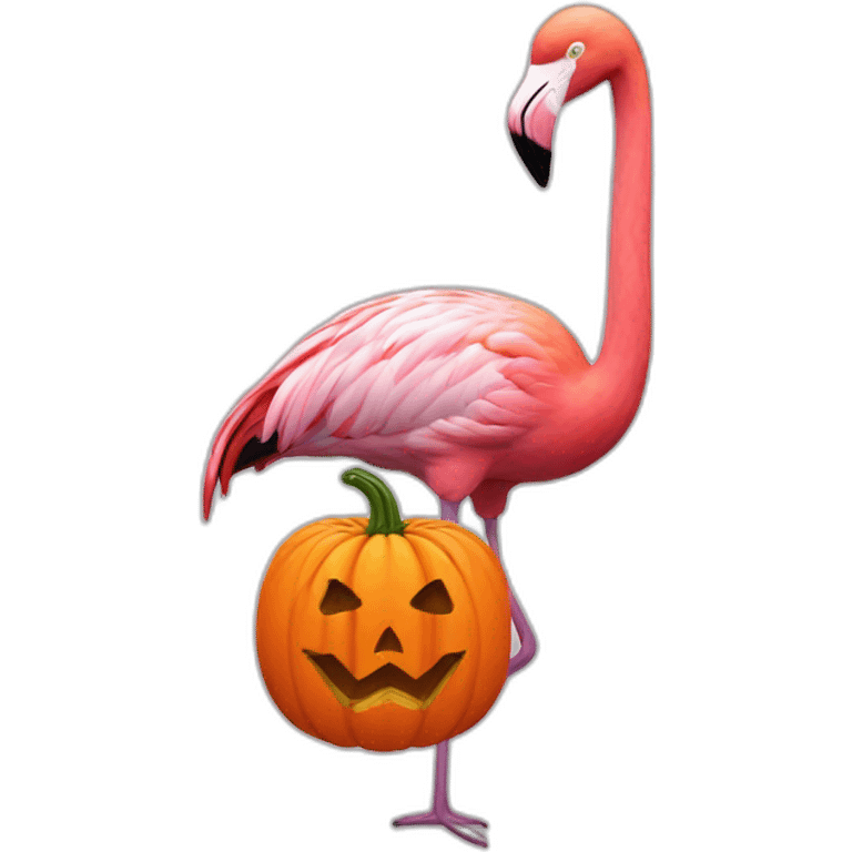 Flamingo and pumpkin emoji