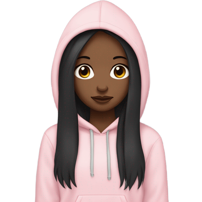 Light skin black girl with long black straight hair wearing pale pink hoodie face palm  emoji