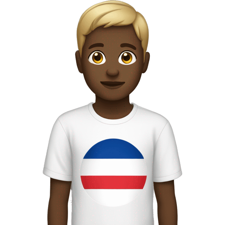 boy with short hair and dark skin and France t-shirt emoji