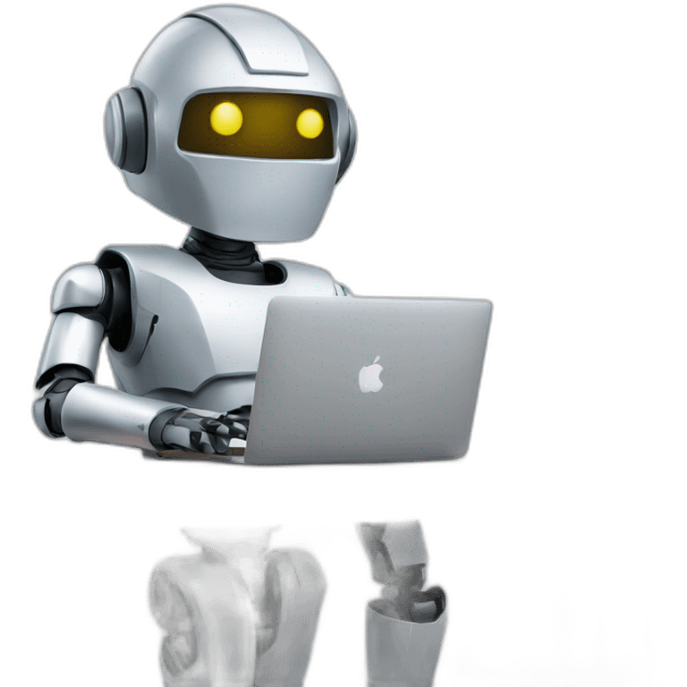 robot with hoodie and a macbook emoji