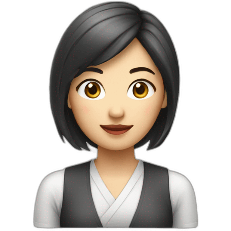 short hair Asian woman barista emoji