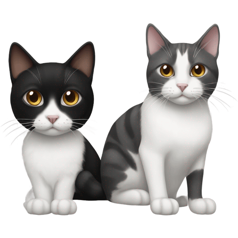 A black and white cat and a brown and grey cat emoji