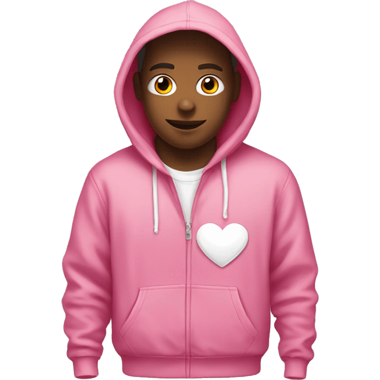 Pink hoodie with white heart in the middle emoji