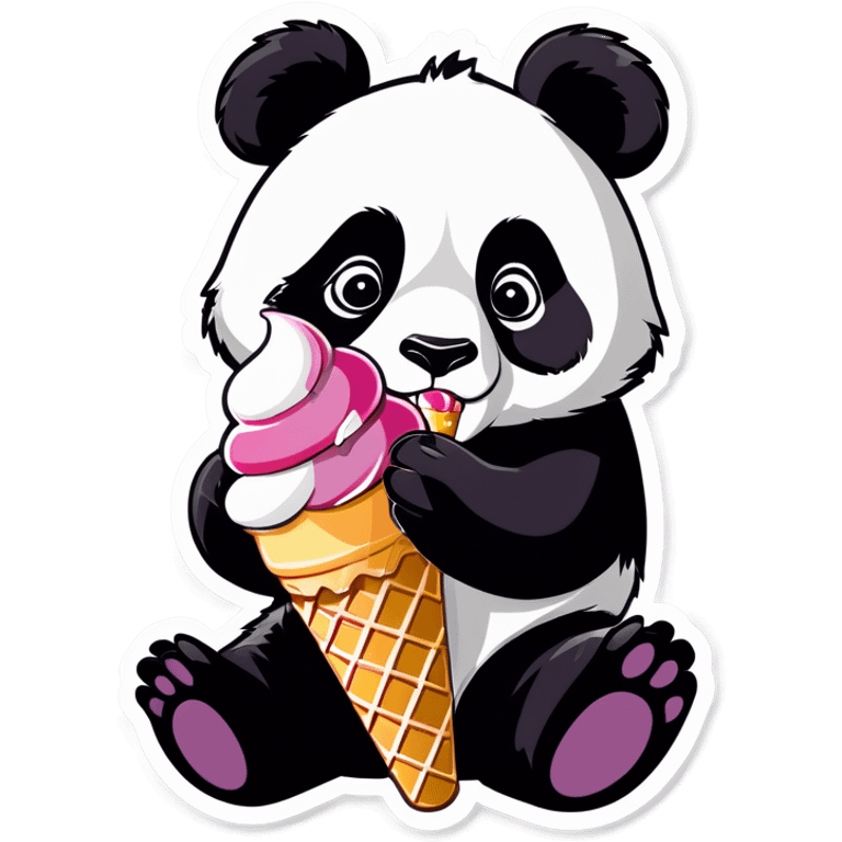 Panda eating ice cream emoji