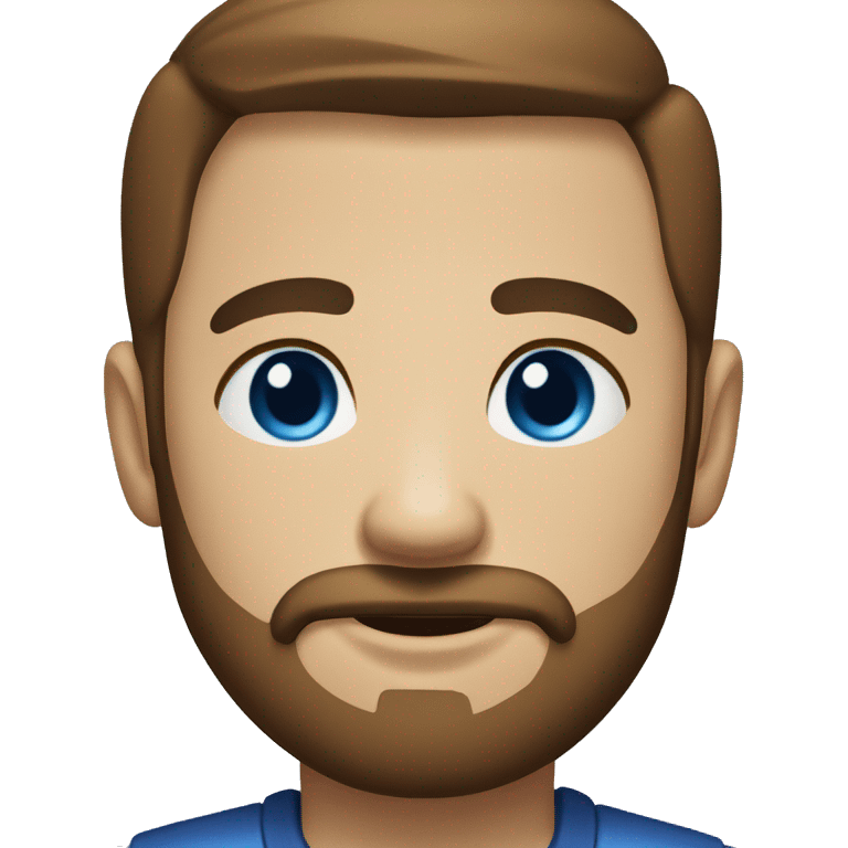 medium beard, blue eyes, close shaved hair, brown hair, round face emoji