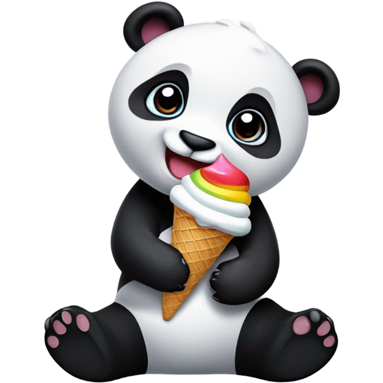 Panda eating ice cream emoji