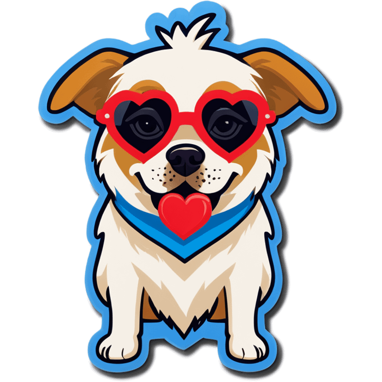 Dog wearing heart sunglasses emoji