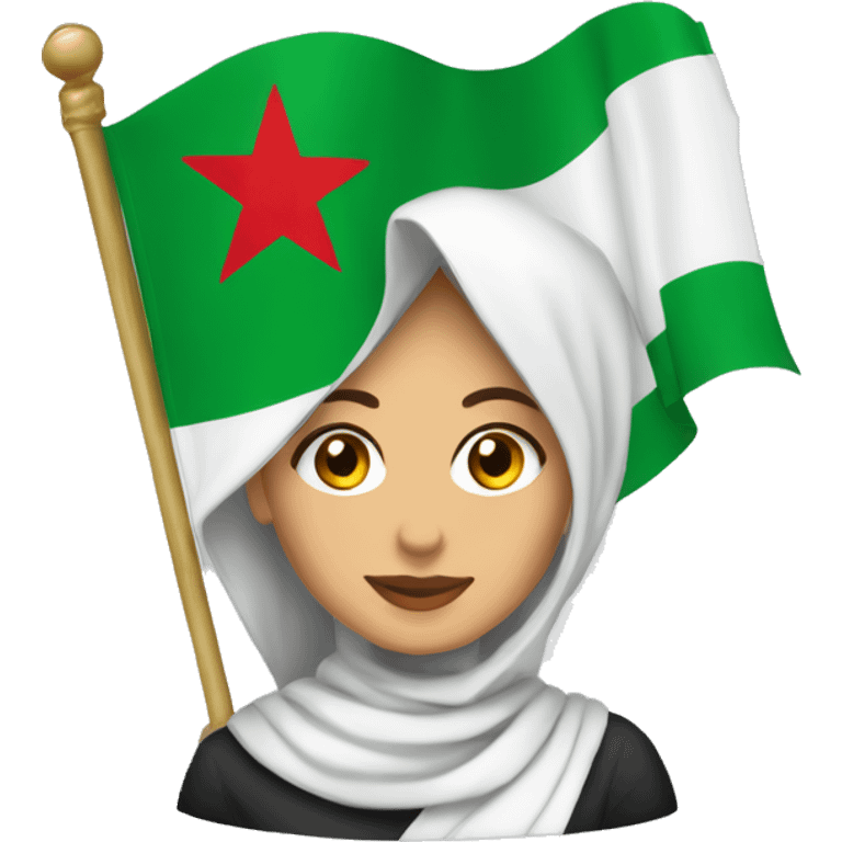 Une femme voilée tenant un drapeau d’Algérie  emoji