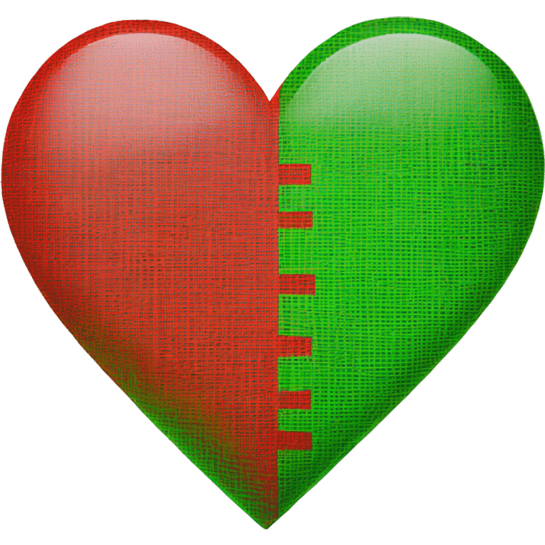 Un coeur à carreaux rouge et vert emoji