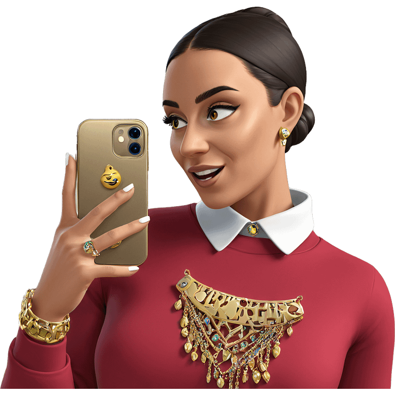 girl with phone and jewelry emoji