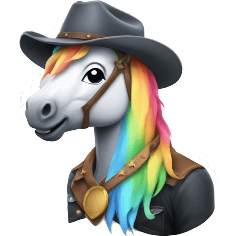 Rainbow unicorn with a cowboy hat emoji