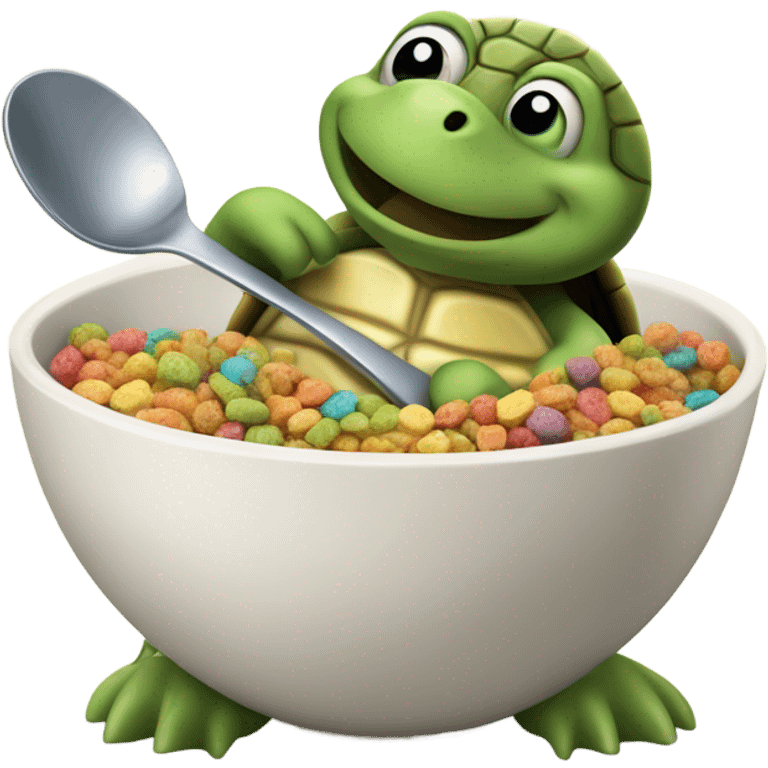 Turtle eating cereal  emoji