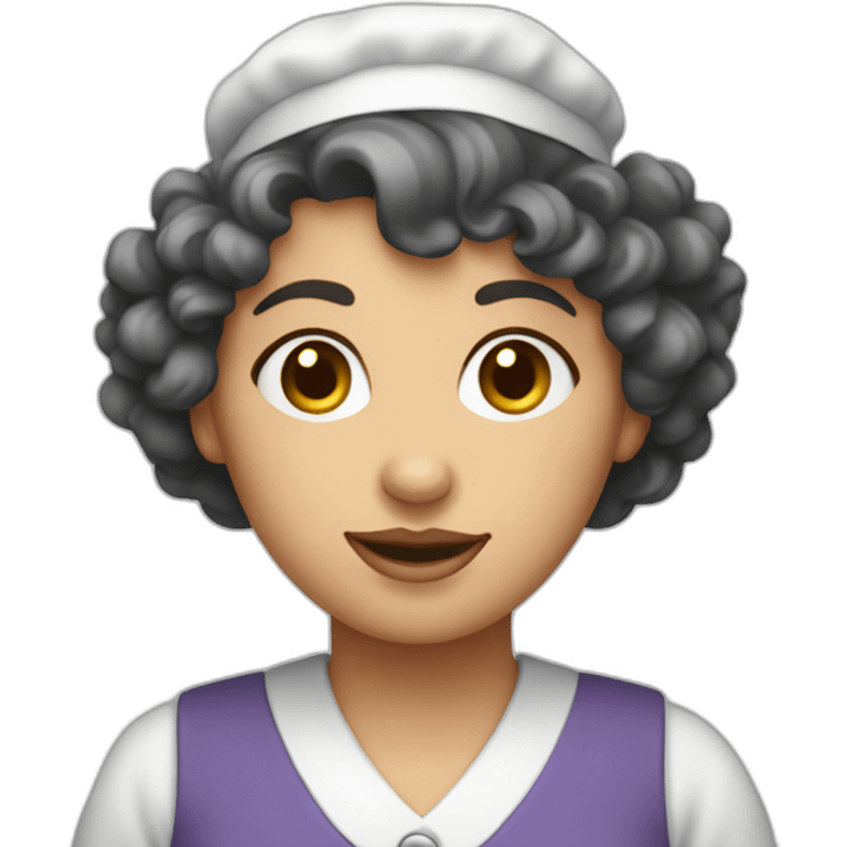 curly headed dark haired lunch lady emoji