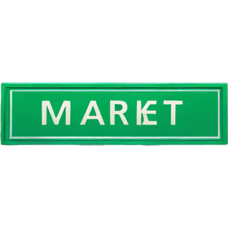 Street sign that says MARKET in blue with green bandana emoji