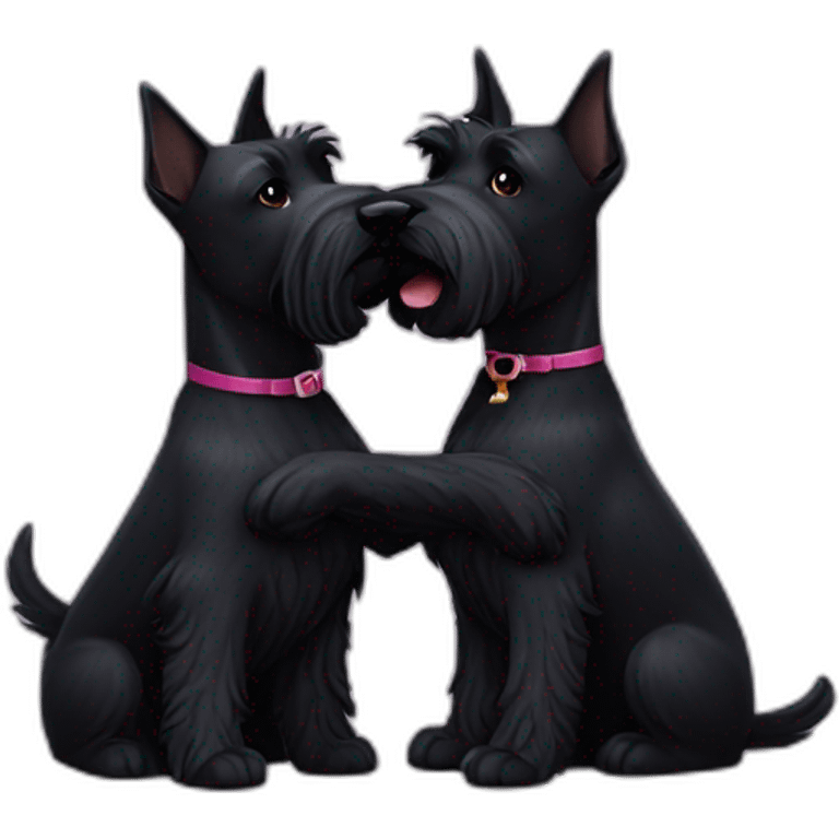 Two black Scottish terrier kissing emoji