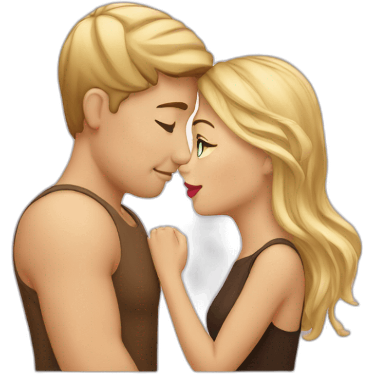 blond-hair-woman-and-brown-hair-man-kisses emoji