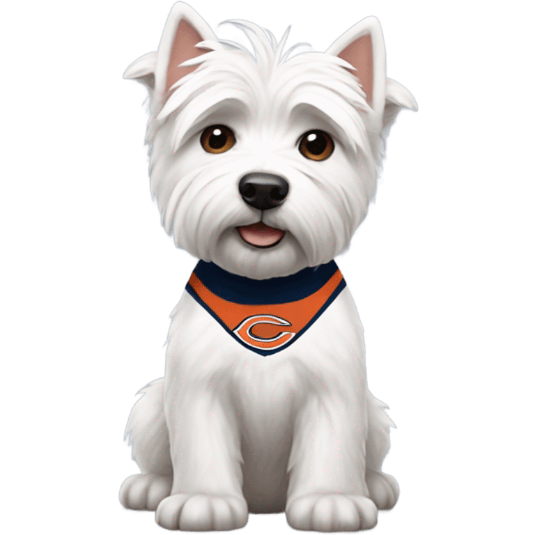 West highland terrier wearing Chicago bears jersey emoji