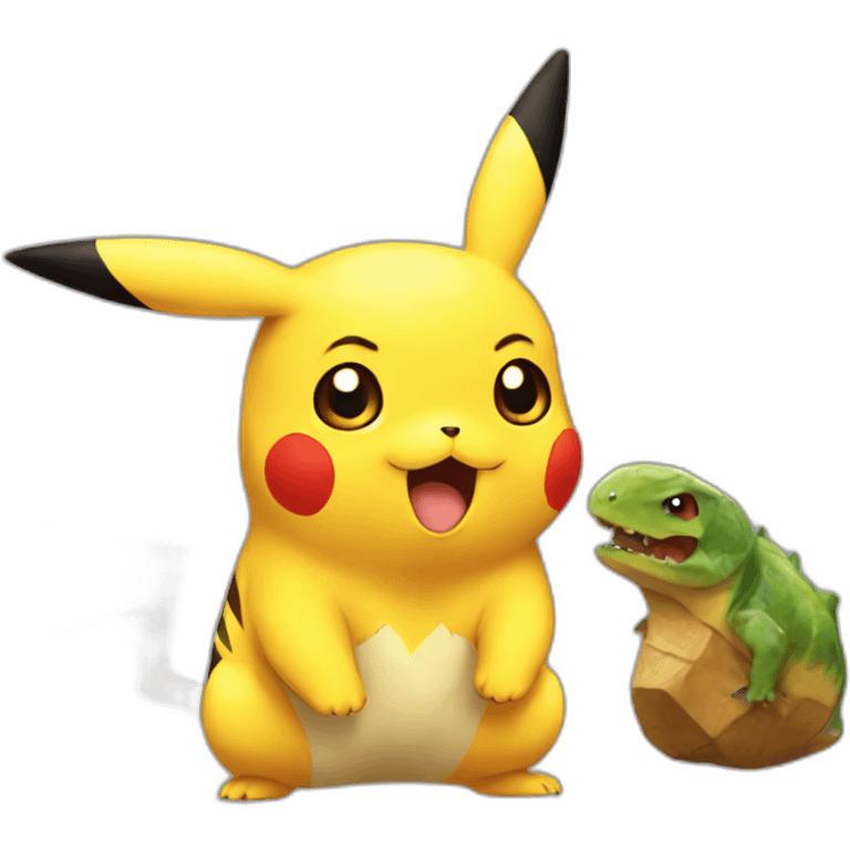 pikachu after a dinosaur emoji