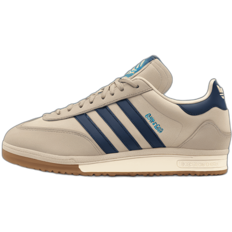 Adidas spezial navy blue and light blue on the logo  brown transparent rubber sole emoji