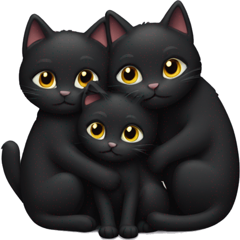 3 black cats hugging  emoji