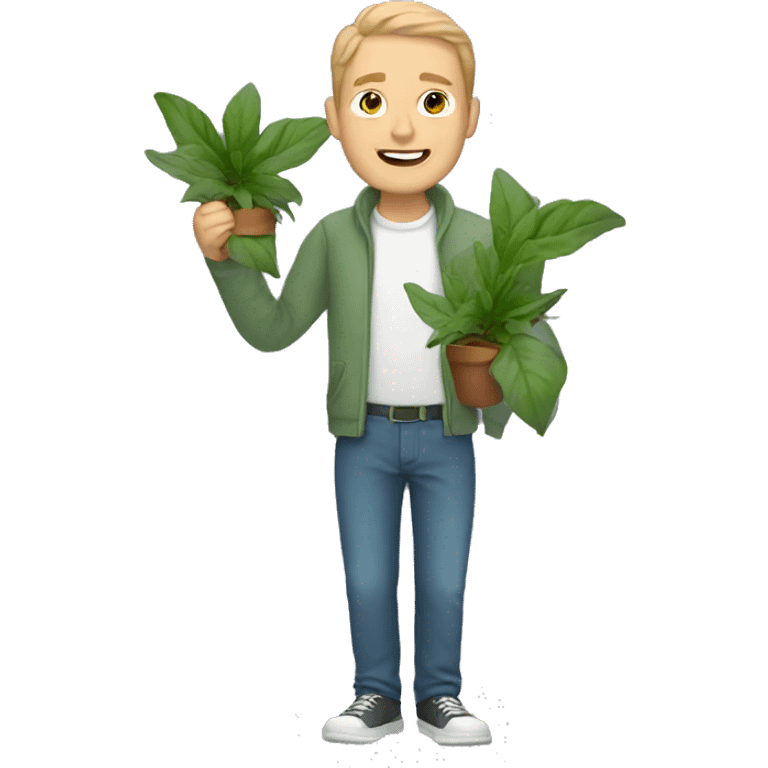 white man with a plant emoji