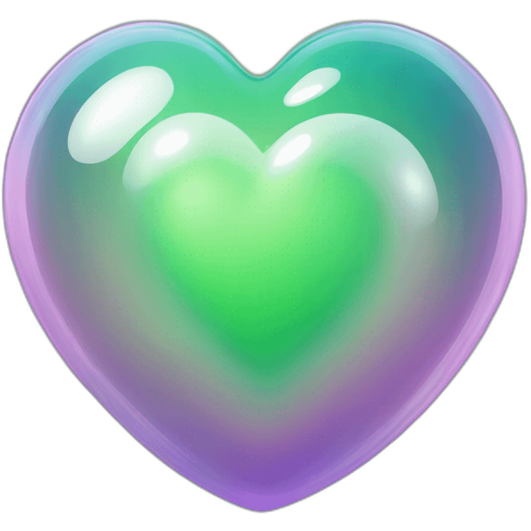 green soap bubble in the shape of a heart emoji