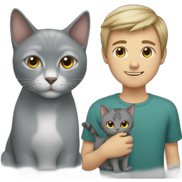 White boy and grey cat emoji