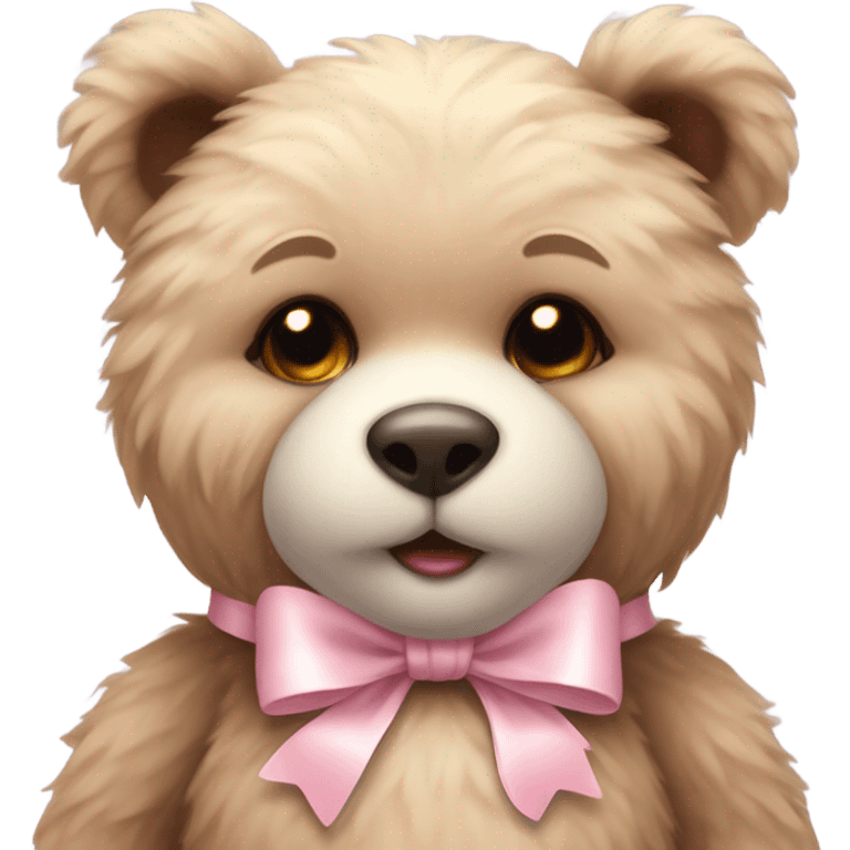 teddy bear with pastel pink bow emoji