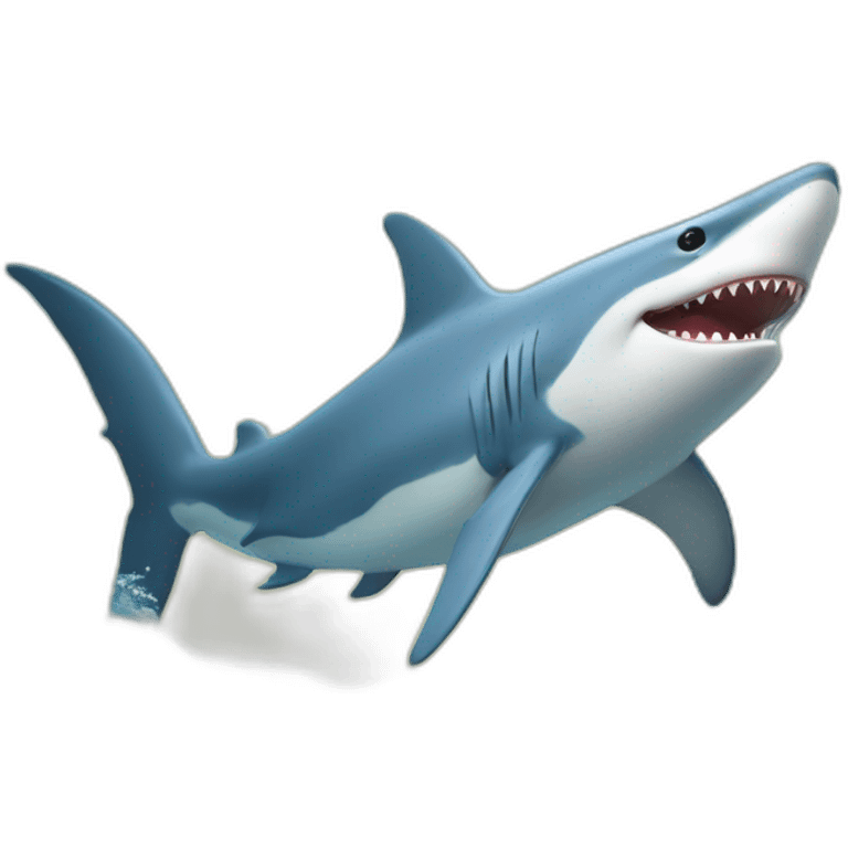 Dauphin sur un requin emoji