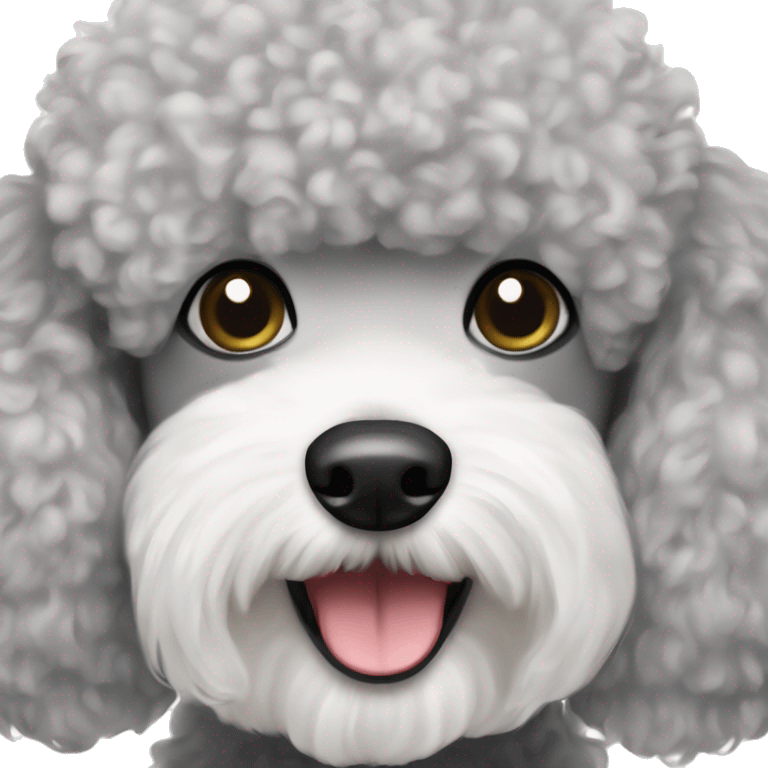 A grey and white miniature fluffy poodle emoji