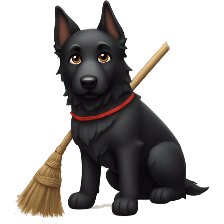 black german shepard on a broomstick emoji