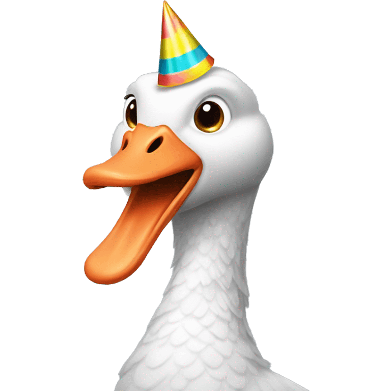 Silly goose eating a party hat emoji