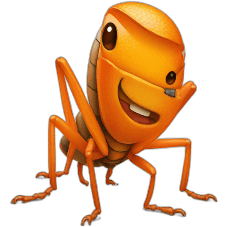 Happy orange cricket emoji