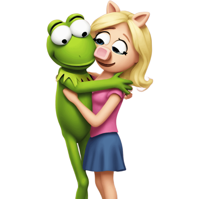 Kermit hugging Mrs piggy emoji