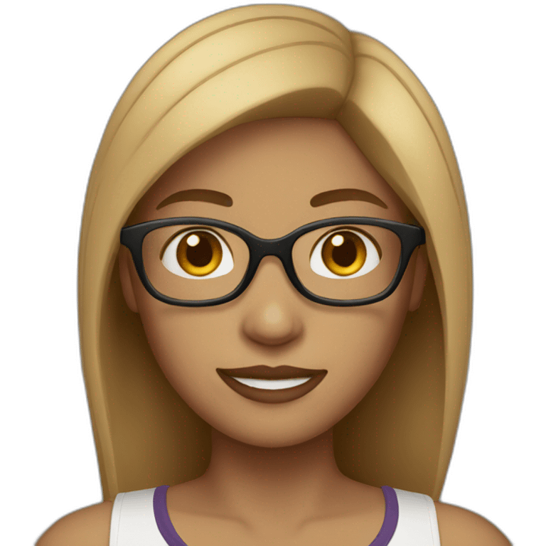 Light skin woman with straight light brown hair and glasses emoji