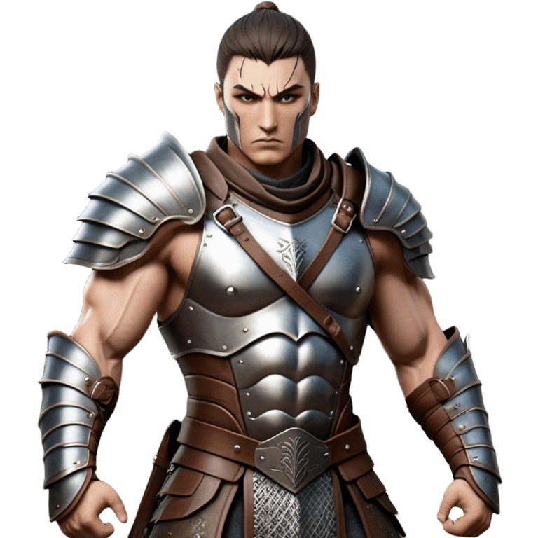 Cinematic Realistic WoW Human Warrior Portrait, captured in a dynamic, battle-ready stance, muscles defined beneath intricately detailed steel armor accented with rich leather. His chiseled visage and determined gaze are rendered with lifelike texture and dynamic natural lighting, high shine, evoking the fierce, relentless spirit of a human warrior in the midst of combat. emoji